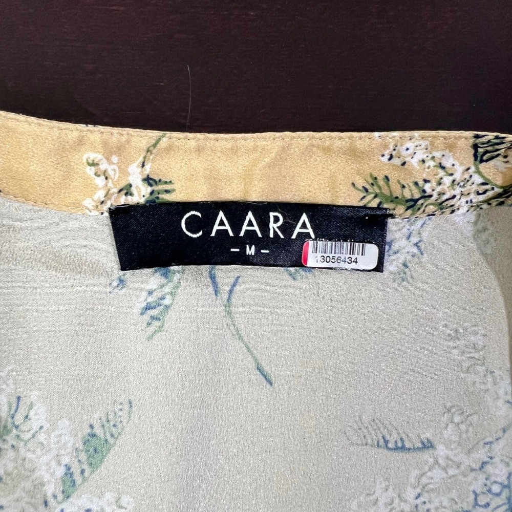 Caara Yellow Floral Tie-Waist Midi Dress Medium Spring Picnic Chic Cottagecore M - Picture 4 of 14